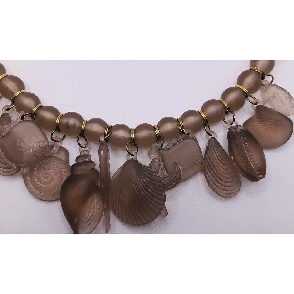 AHBRA CALE COLLECTION GENUINE LUCITE NECKLACE STARFISH BEADED Purple BROWN - Picture 6 of 7